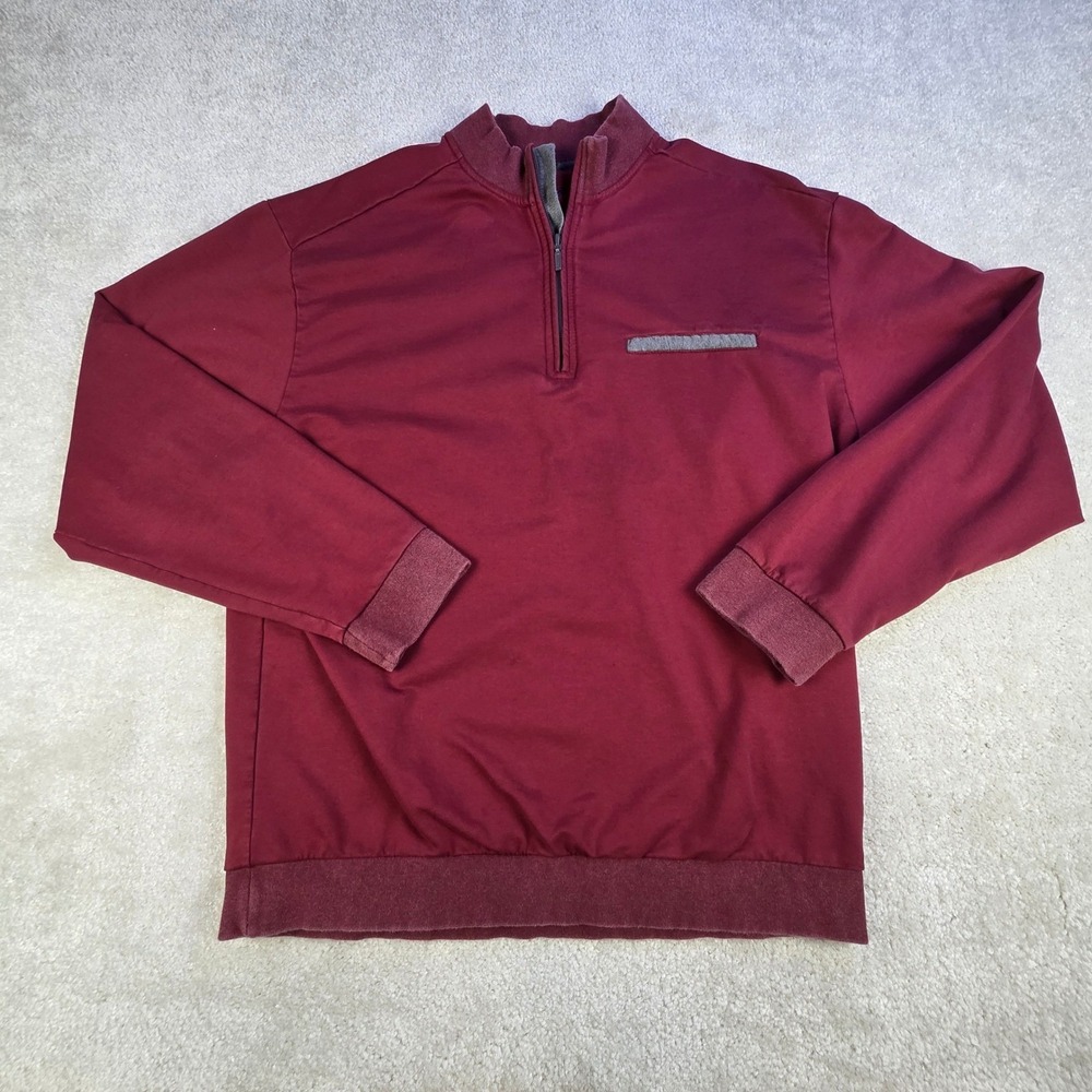 Horn Legend 1/4 Zip Pullover Mens Large Burgundy Supima Cotton Spandex